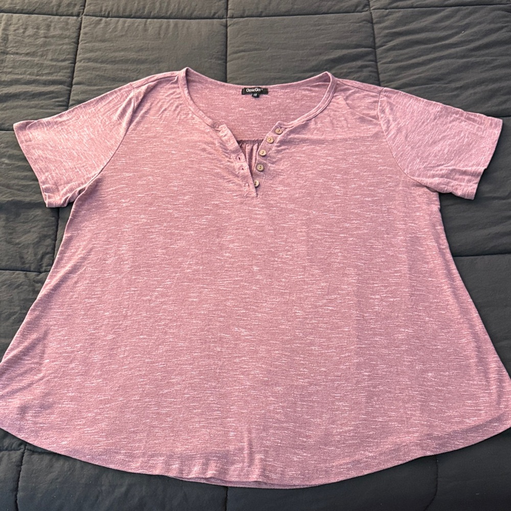 Croft & Barrow Pink Heathered Short-Sleeve Henley Tee